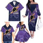 NRL Storm Custom Family Matching Off The Shoulder Long Sleeve Dress and Hawaiian Shirt Minimalism Style