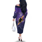 NRL Storm Custom Family Matching Off The Shoulder Long Sleeve Dress and Hawaiian Shirt Minimalism Style