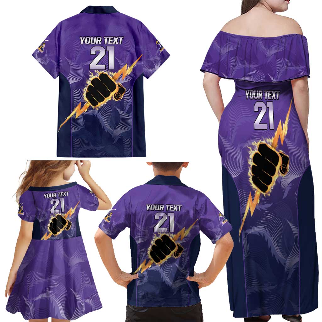 NRL Storm Custom Family Matching Off Shoulder Maxi Dress and Hawaiian Shirt Minimalism Style