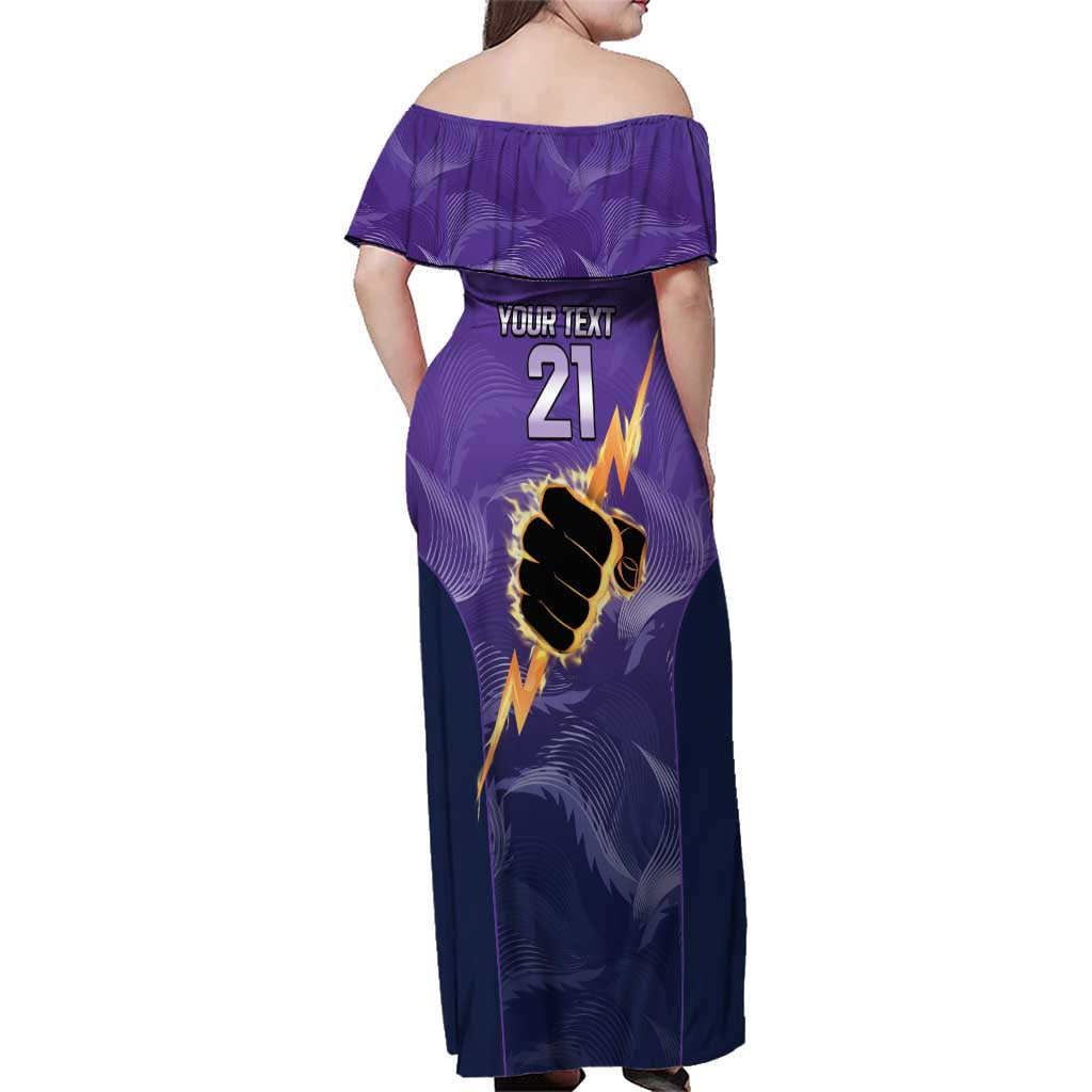 NRL Storm Custom Family Matching Off Shoulder Maxi Dress and Hawaiian Shirt Minimalism Style