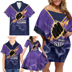 NRL Storm Custom Family Matching Off Shoulder Short Dress and Hawaiian Shirt Minimalism Style