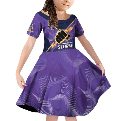 NRL Storm Custom Family Matching Off Shoulder Short Dress and Hawaiian Shirt Minimalism Style