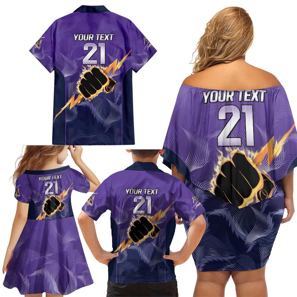 NRL Storm Custom Family Matching Off Shoulder Short Dress and Hawaiian Shirt Minimalism Style