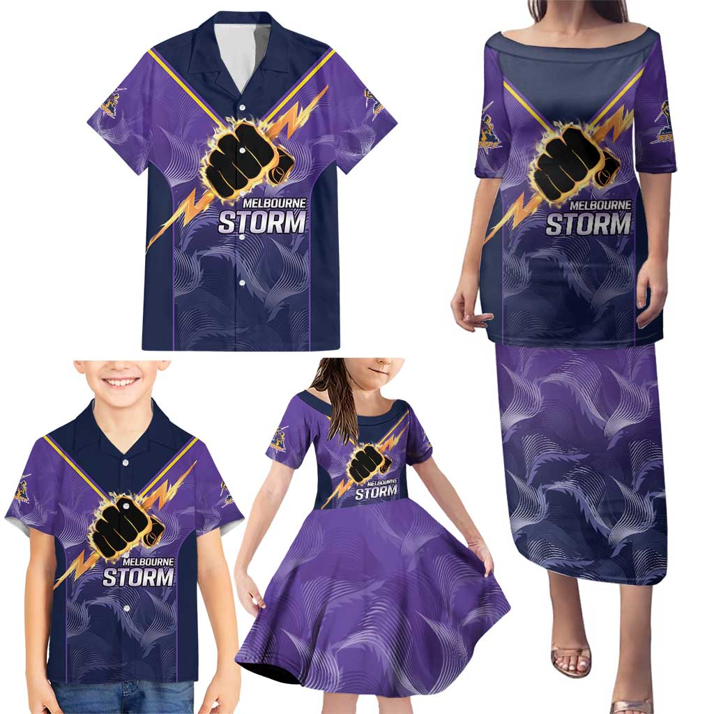 NRL Storm Custom Family Matching Puletasi and Hawaiian Shirt Minimalism Style