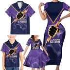 NRL Storm Custom Family Matching Short Sleeve Bodycon Dress and Hawaiian Shirt Minimalism Style
