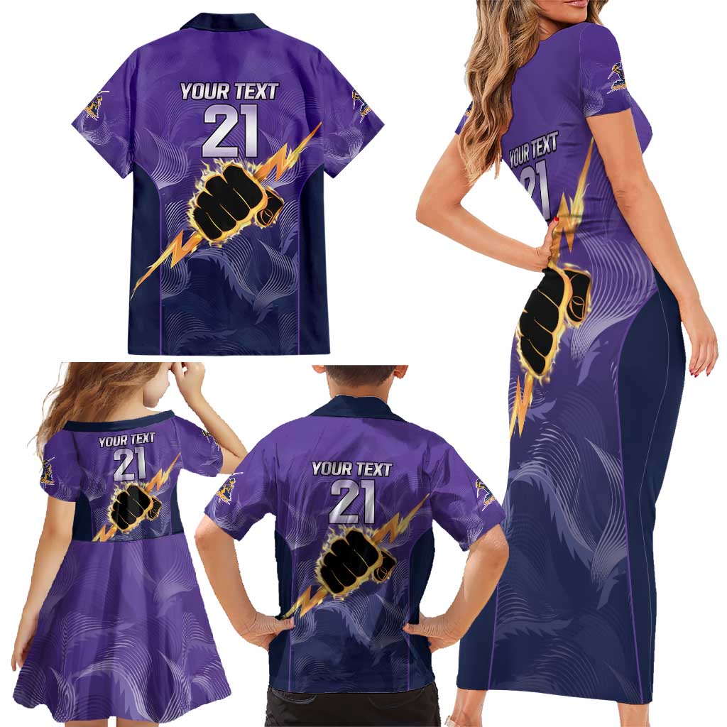 NRL Storm Custom Family Matching Short Sleeve Bodycon Dress and Hawaiian Shirt Minimalism Style