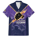 NRL Storm Custom Family Matching Short Sleeve Bodycon Dress and Hawaiian Shirt Minimalism Style