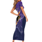 NRL Storm Custom Family Matching Short Sleeve Bodycon Dress and Hawaiian Shirt Minimalism Style