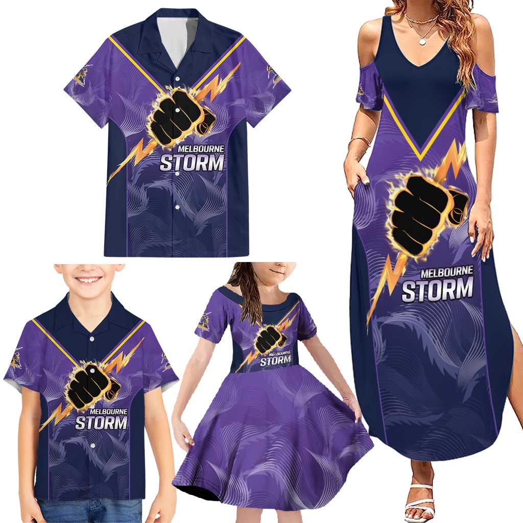 NRL Storm Custom Family Matching Summer Maxi Dress and Hawaiian Shirt Minimalism Style