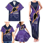 NRL Storm Custom Family Matching Tank Maxi Dress and Hawaiian Shirt Minimalism Style