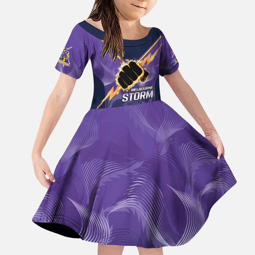 NRL Storm Custom Kid Short Sleeve Dress Minimalism Style
