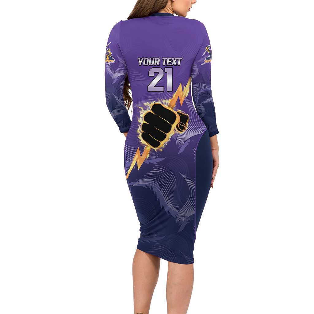 NRL Storm Custom Long Sleeve Bodycon Dress Minimalism Style
