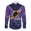 NRL Storm Custom Long Sleeve Button Shirt Minimalism Style
