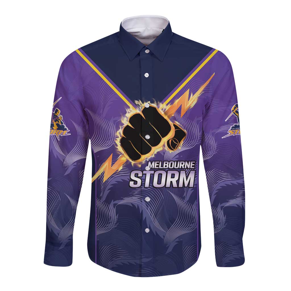 NRL Storm Custom Long Sleeve Button Shirt Minimalism Style