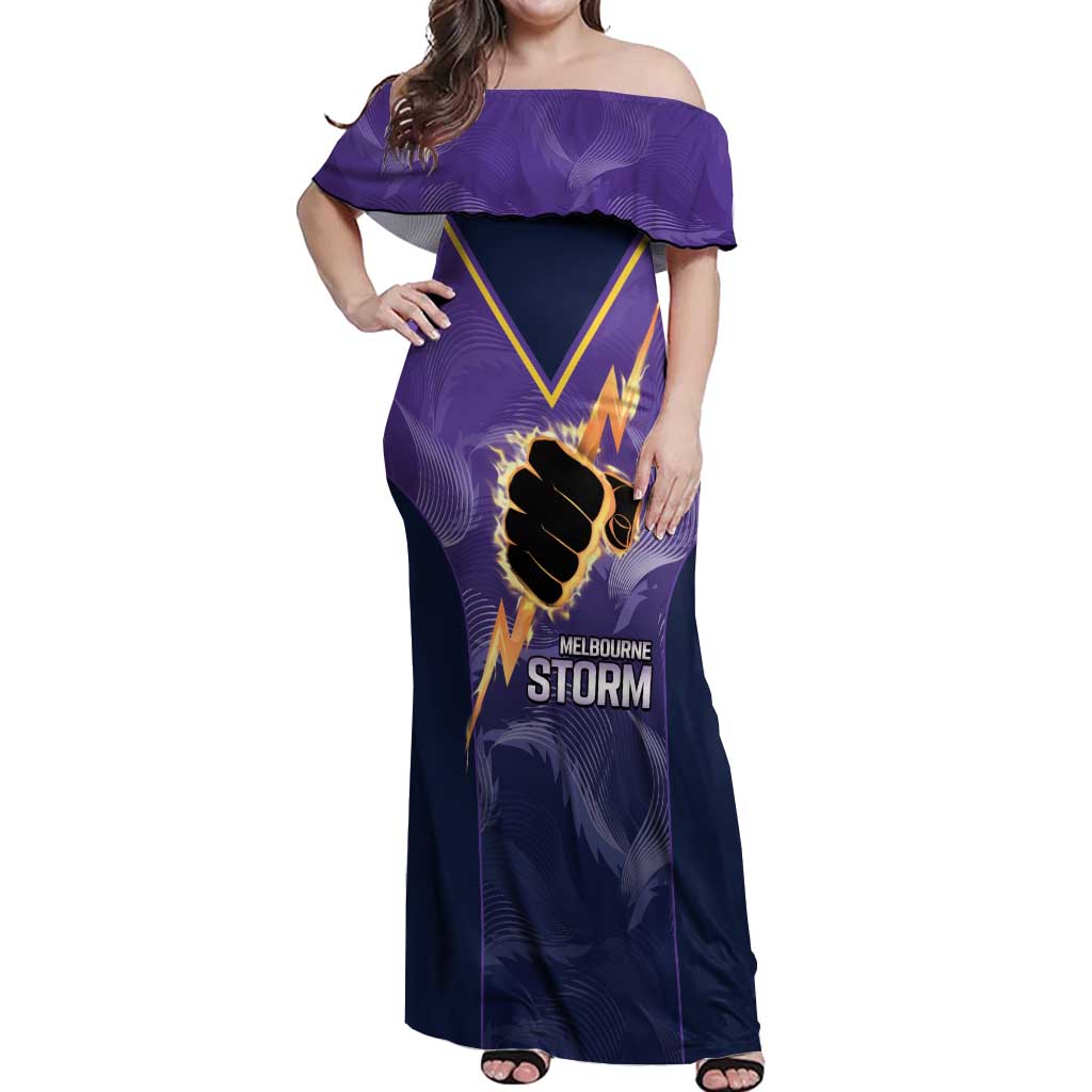 NRL Storm Custom Off Shoulder Maxi Dress Minimalism Style