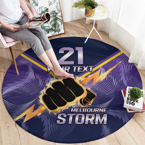 NRL Storm Custom Round Carpet Minimalism Style