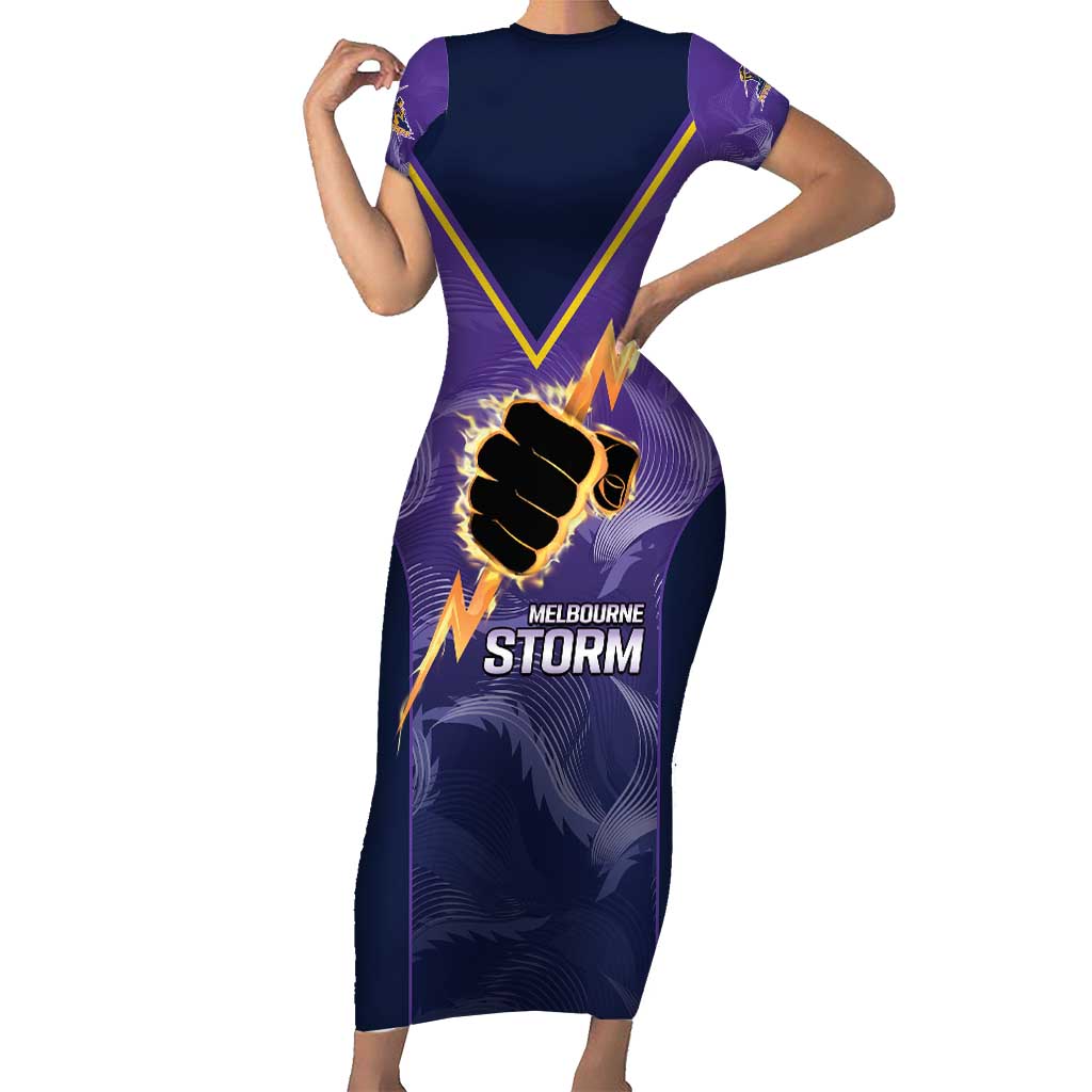 NRL Storm Custom Short Sleeve Bodycon Dress Minimalism Style