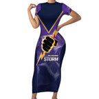 NRL Storm Custom Short Sleeve Bodycon Dress Minimalism Style