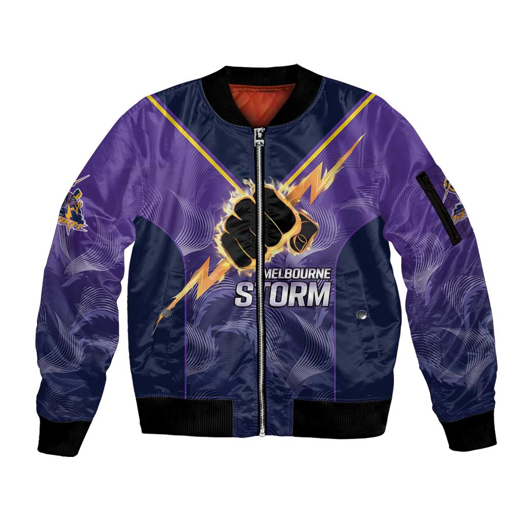 NRL Storm Custom Sleeve Zip Bomber Jacket Minimalism Style