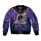 NRL Storm Custom Sleeve Zip Bomber Jacket Minimalism Style