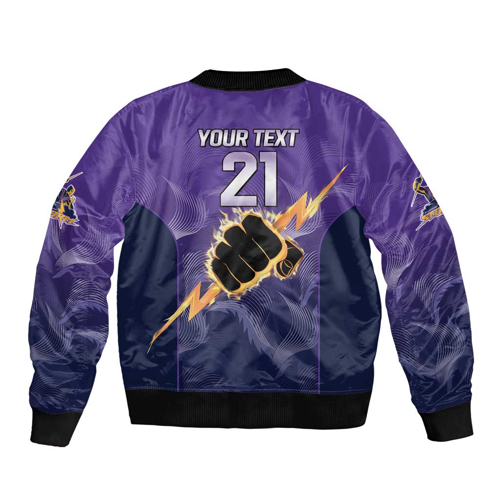 NRL Storm Custom Sleeve Zip Bomber Jacket Minimalism Style
