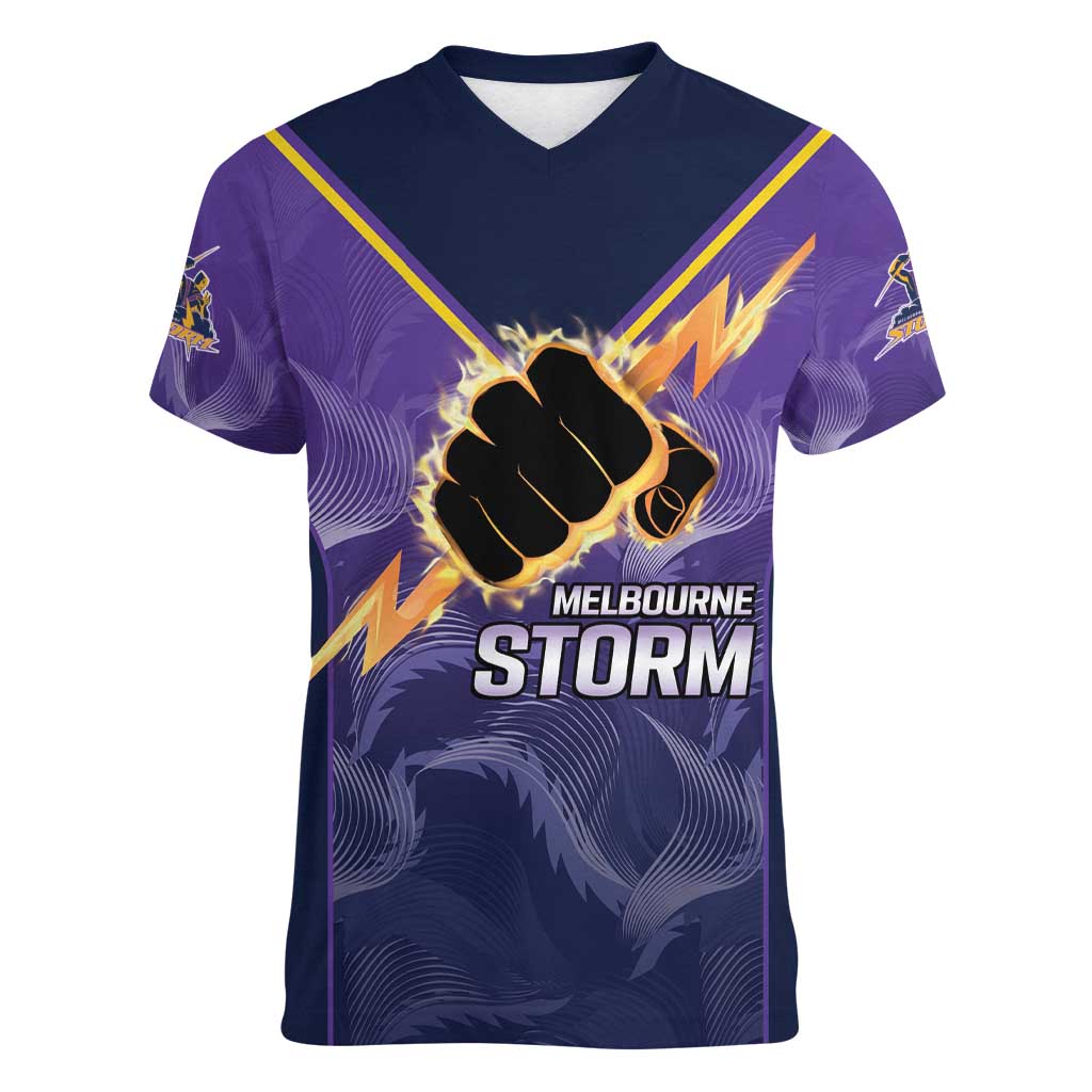 NRL Storm Custom Women V-Neck T-Shirt Minimalism Style