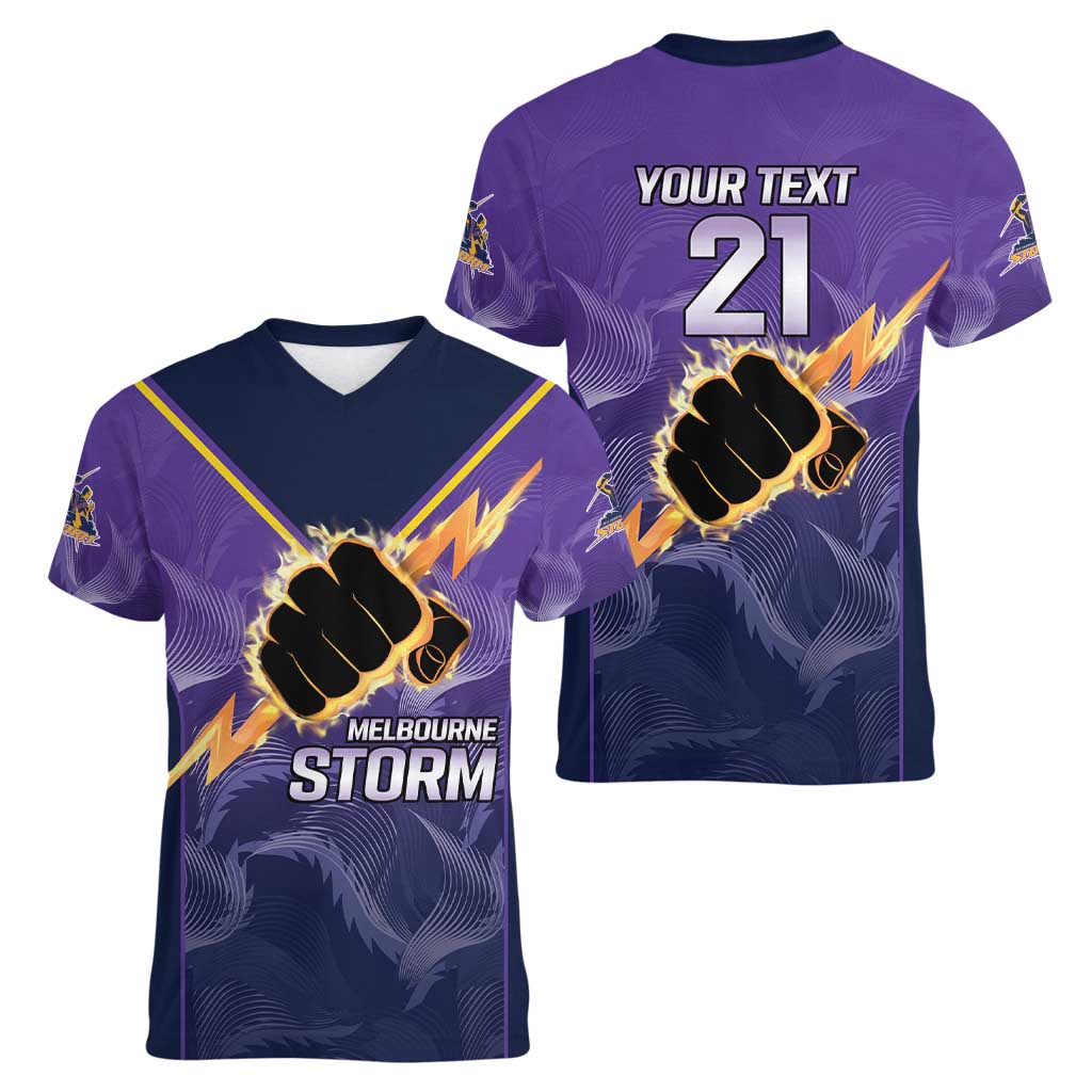 NRL Storm Custom Women V-Neck T-Shirt Minimalism Style