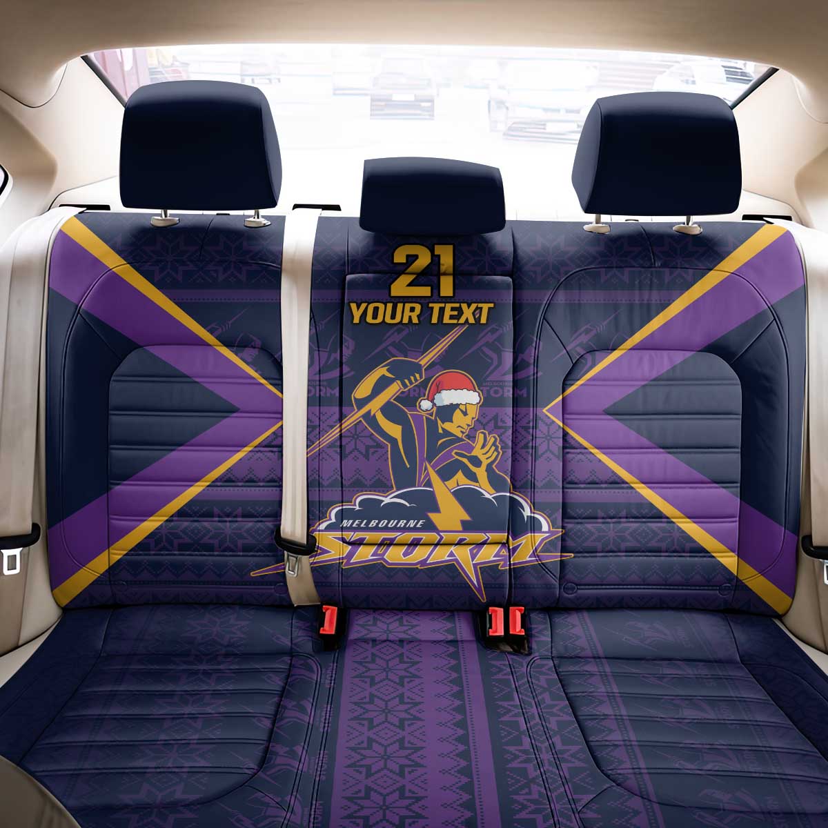 NRL Storm Christmas Custom Back Car Seat Cover Minimalism Style
