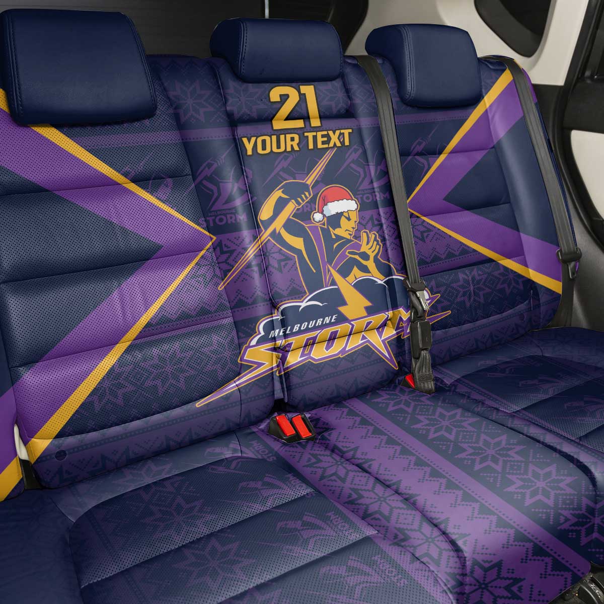 NRL Storm Christmas Custom Back Car Seat Cover Minimalism Style