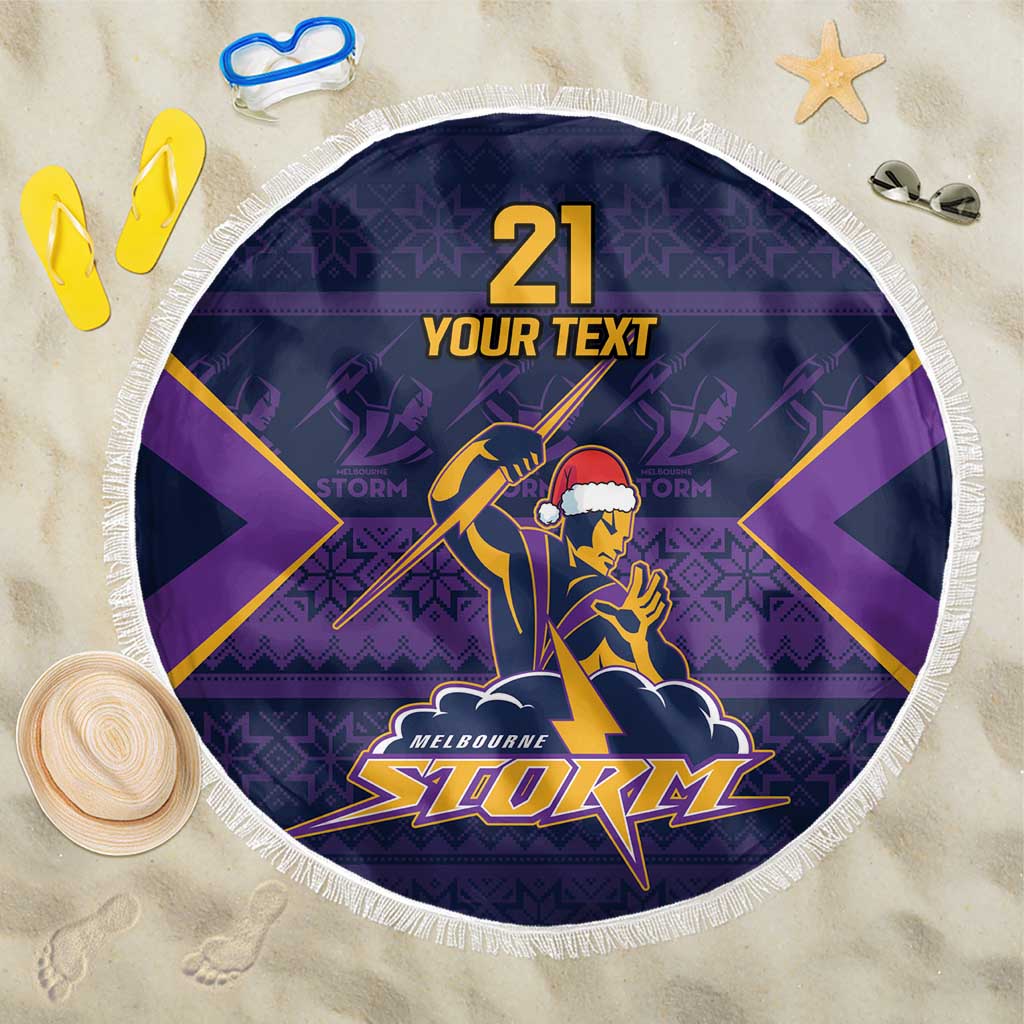 NRL Storm Christmas Custom Beach Blanket Minimalism Style
