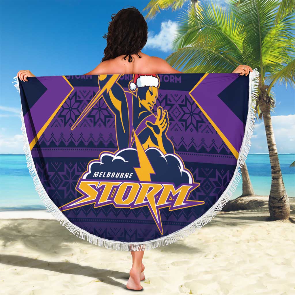 NRL Storm Christmas Custom Beach Blanket Minimalism Style