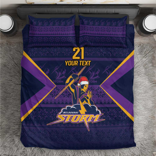 NRL Storm Christmas Custom Bedding Set Minimalism Style