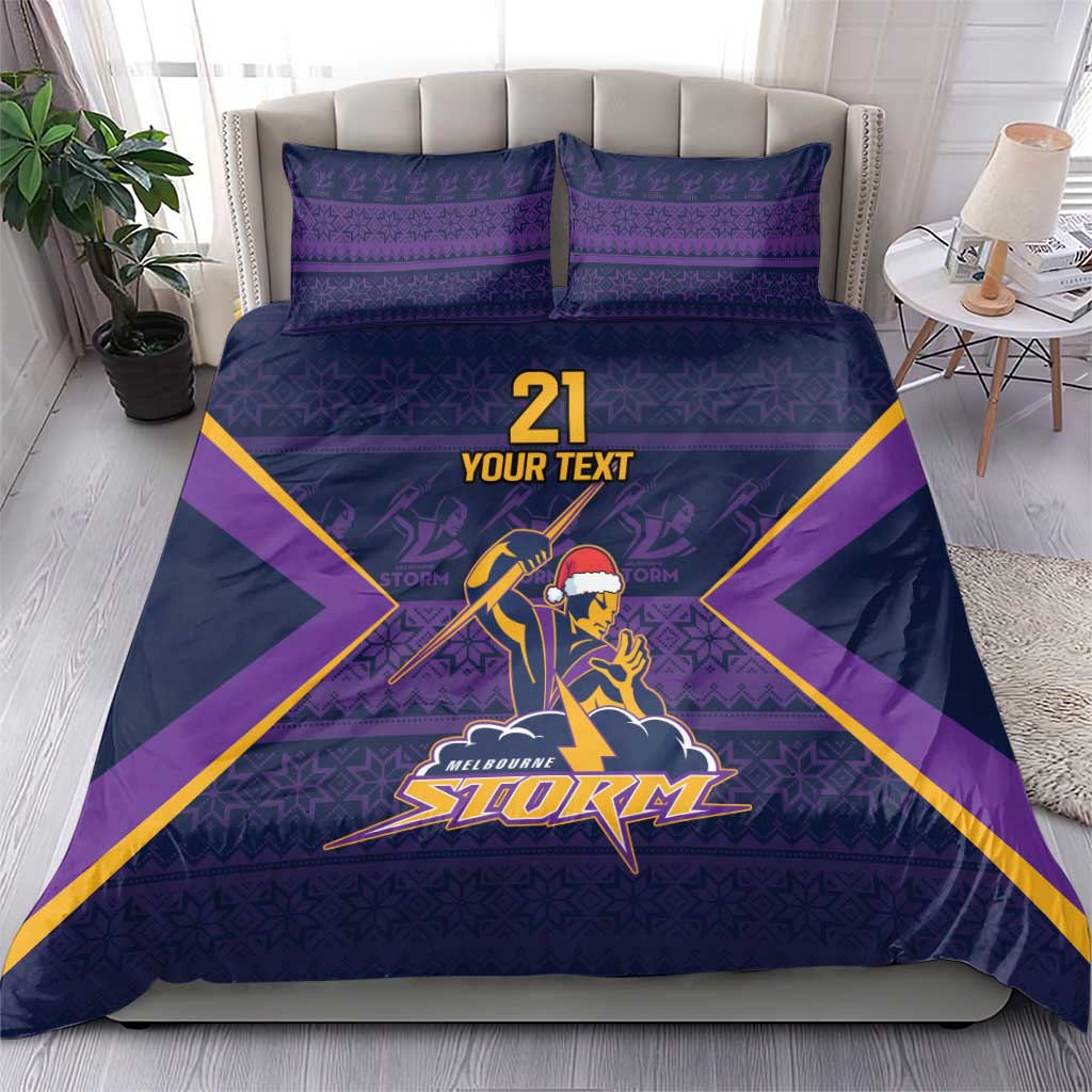 NRL Storm Christmas Custom Bedding Set Minimalism Style