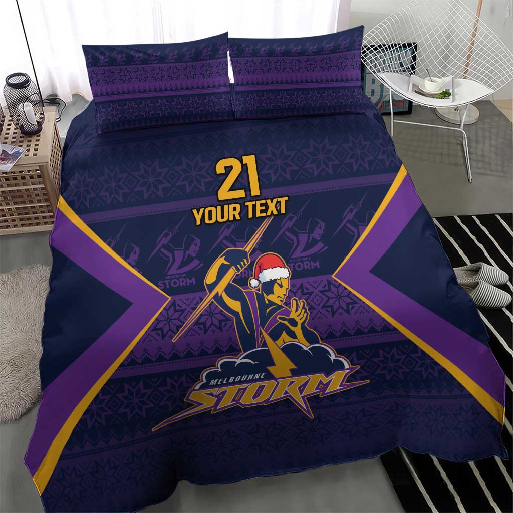 NRL Storm Christmas Custom Bedding Set Minimalism Style