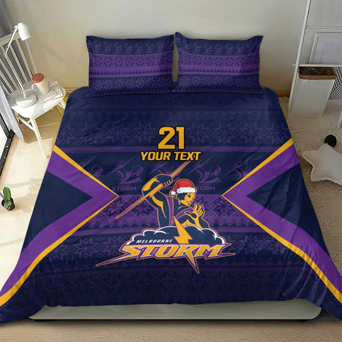 NRL Storm Christmas Custom Bedding Set Minimalism Style