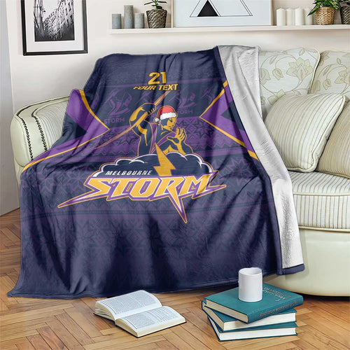 NRL Storm Christmas Custom Blanket Minimalism Style