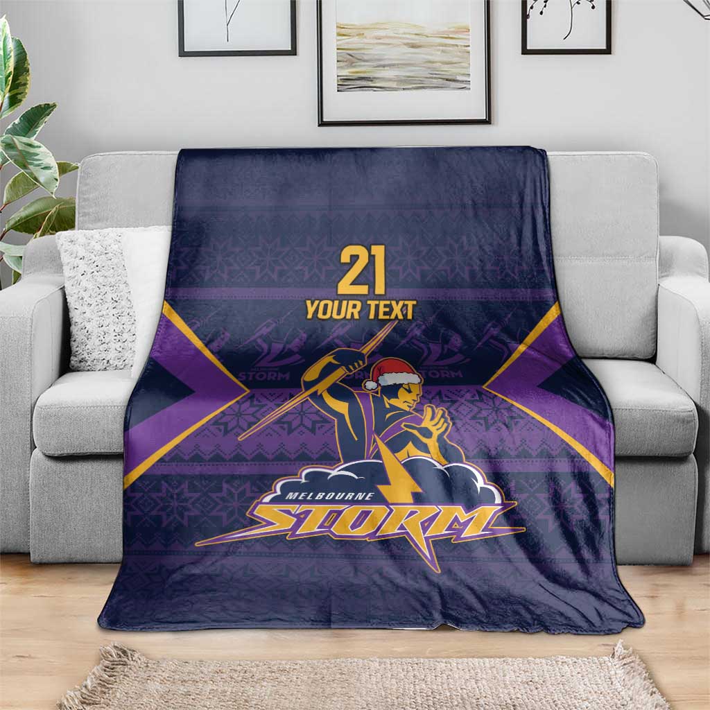 NRL Storm Christmas Custom Blanket Minimalism Style