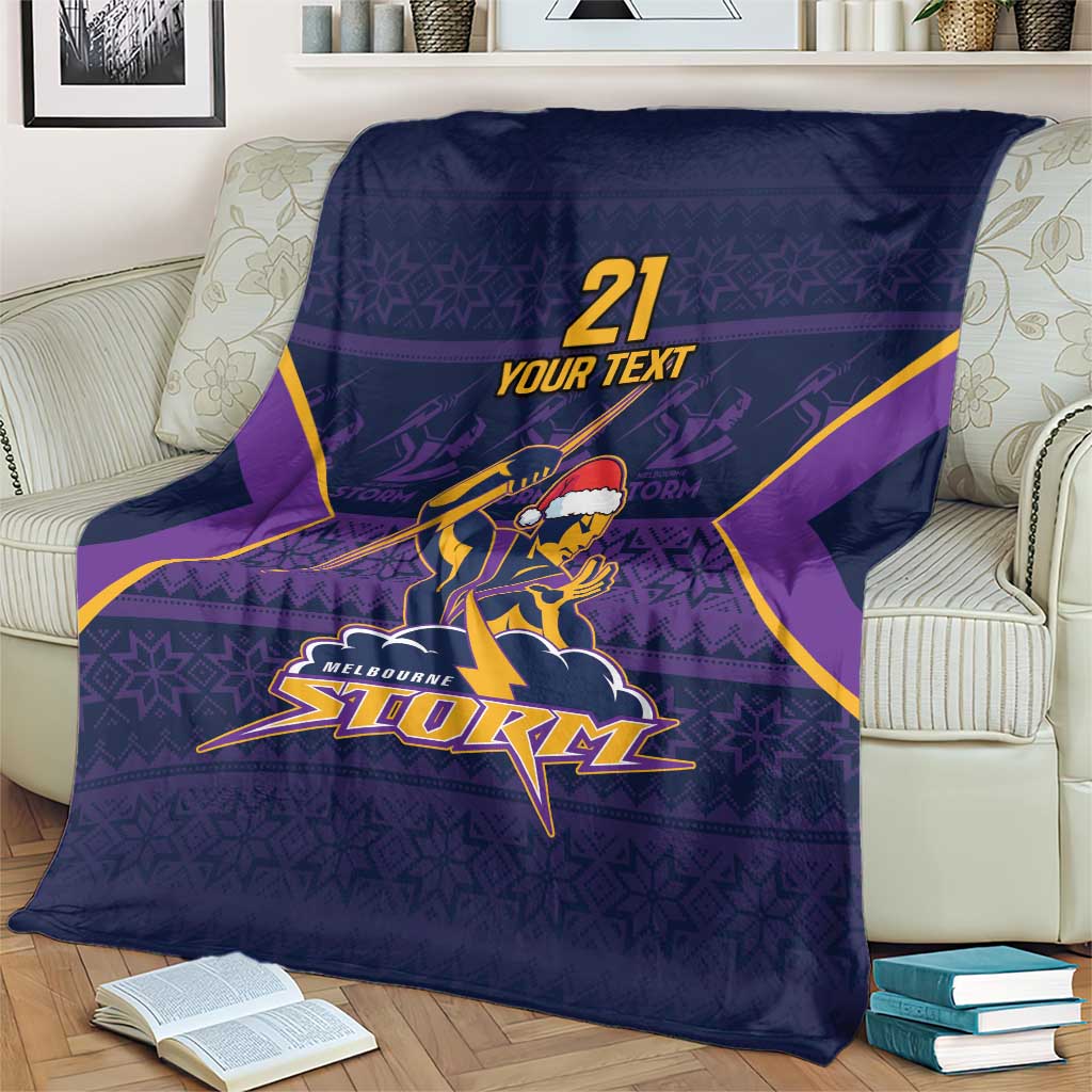 NRL Storm Christmas Custom Blanket Minimalism Style