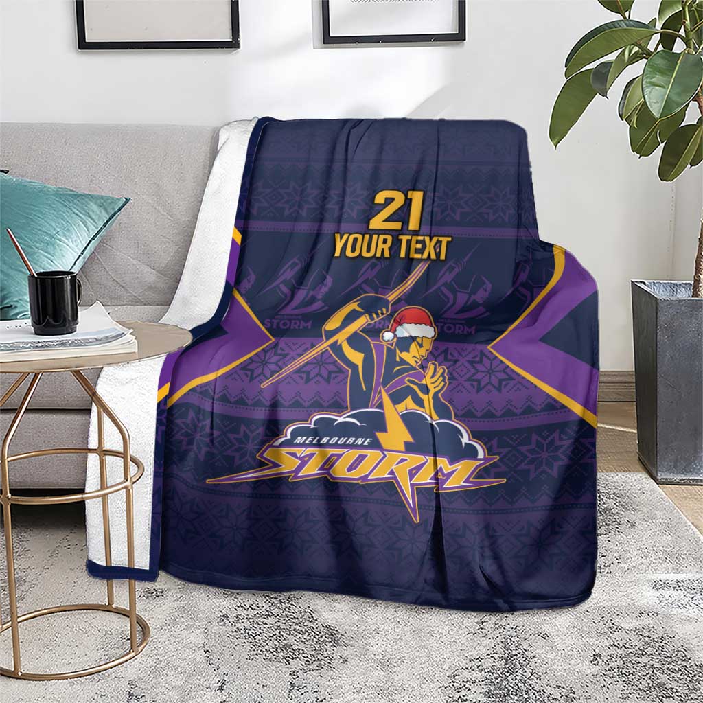 NRL Storm Christmas Custom Blanket Minimalism Style