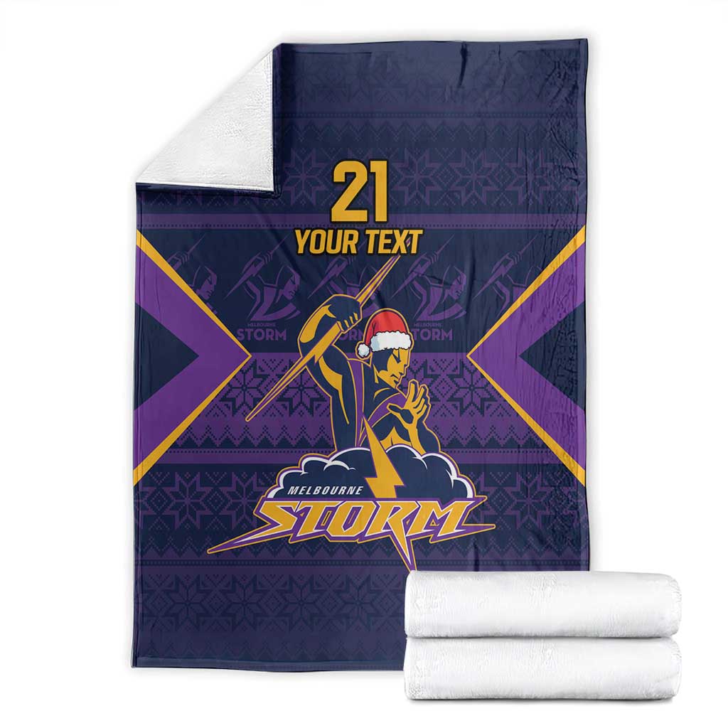 NRL Storm Christmas Custom Blanket Minimalism Style