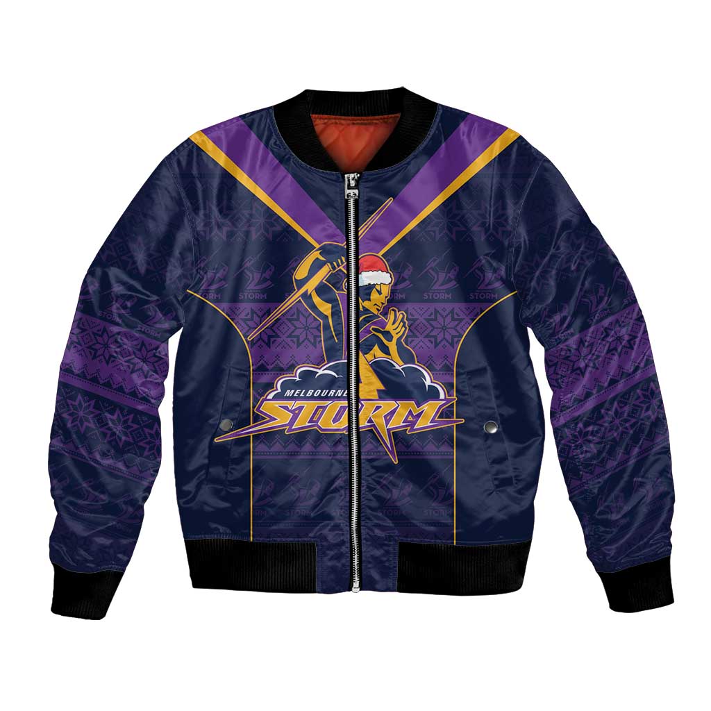 NRL Storm Christmas Custom Bomber Jacket Minimalism Style