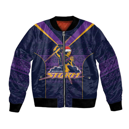 NRL Storm Christmas Custom Bomber Jacket Minimalism Style
