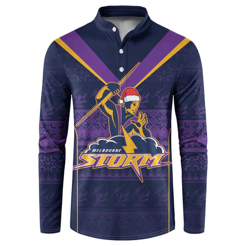 NRL Storm Christmas Custom Button Sweatshirt Minimalism Style