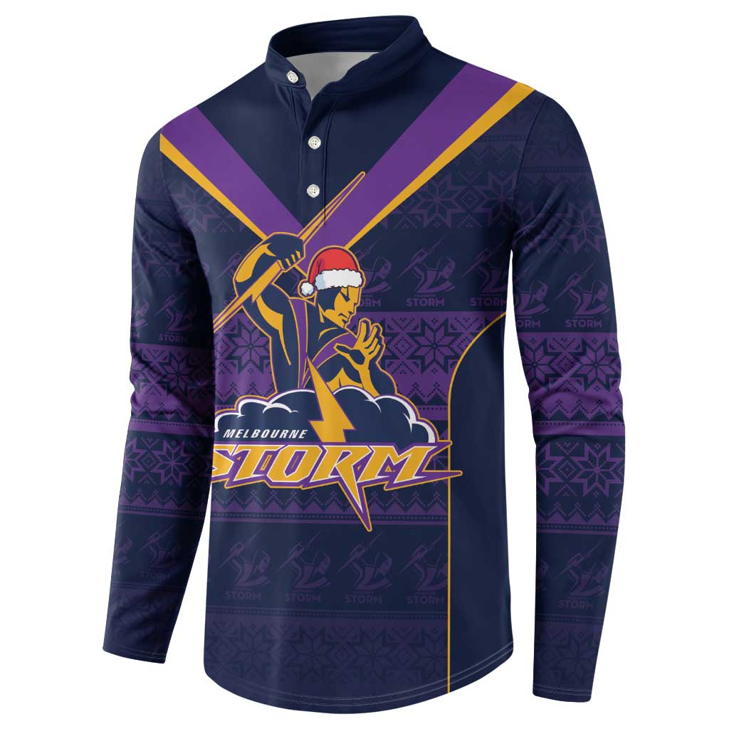 NRL Storm Christmas Custom Button Sweatshirt Minimalism Style