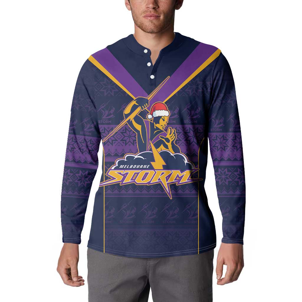 NRL Storm Christmas Custom Button Sweatshirt Minimalism Style
