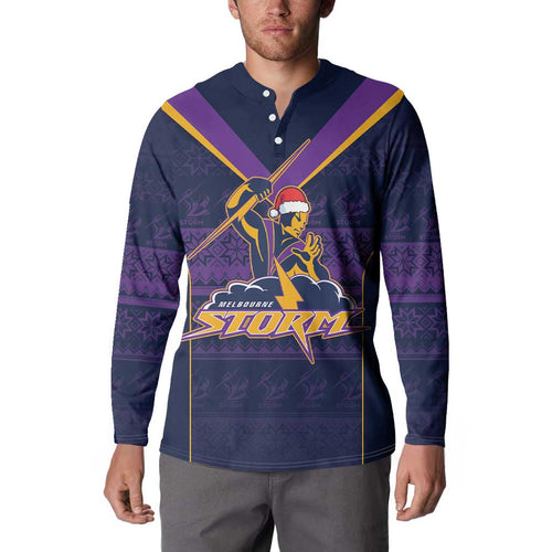 NRL Storm Christmas Custom Button Sweatshirt Minimalism Style