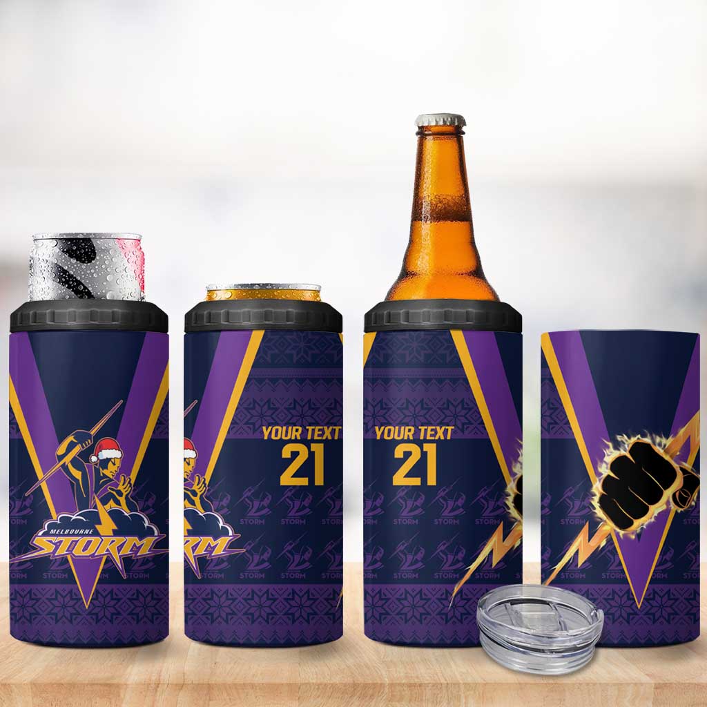 NRL Storm Christmas Custom 4 in 1 Can Cooler Tumbler Minimalism Style