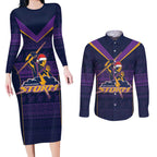 NRL Storm Christmas Custom Couples Matching Long Sleeve Bodycon Dress and Long Sleeve Button Shirt Minimalism Style
