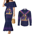 NRL Storm Christmas Custom Couples Matching Mermaid Dress and Long Sleeve Button Shirt Minimalism Style