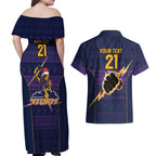 NRL Storm Christmas Custom Couples Matching Off Shoulder Maxi Dress and Hawaiian Shirt Minimalism Style